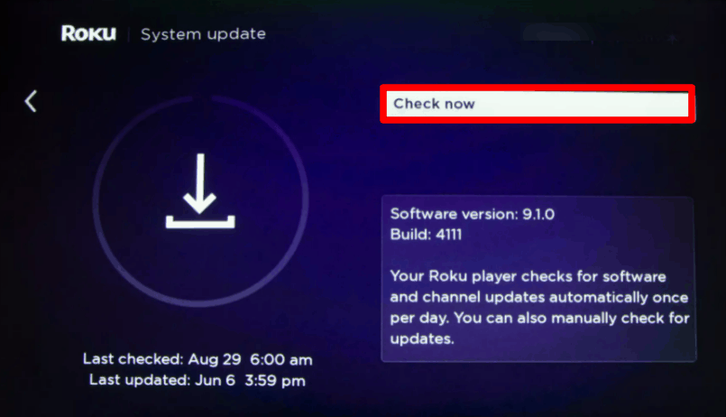 check updates on roku