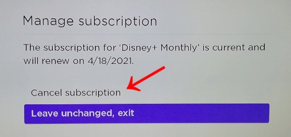 cancel subscription