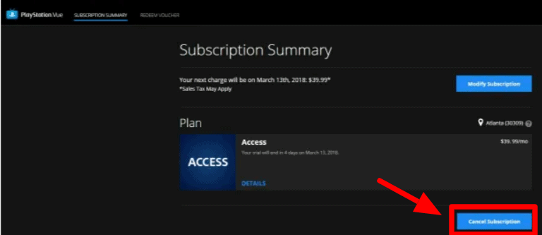 cancel playstation vie subscription