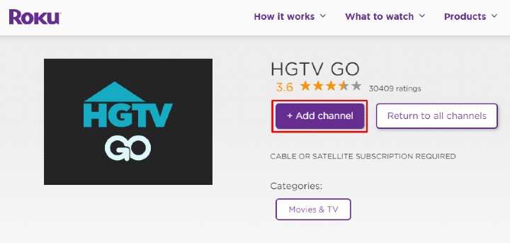 Add HGTV on roku