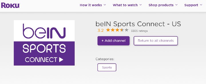 Add beIN Sports Connect roku
