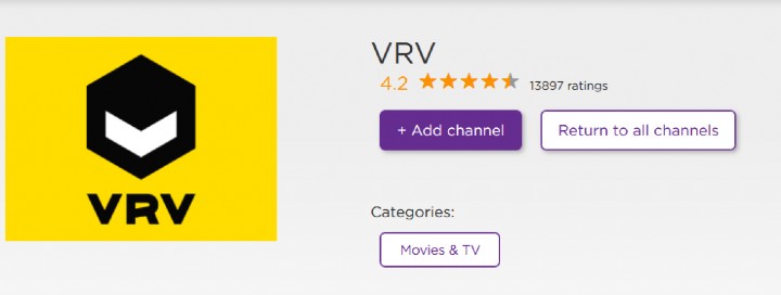 add vrv roku channel