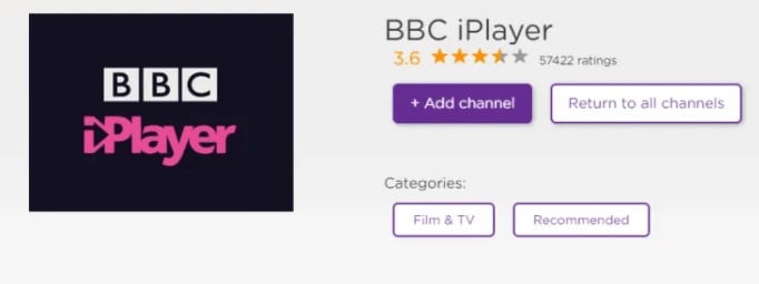  add BBC iPlayer channel on roku