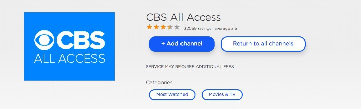 add CBS All Access channel on Roku