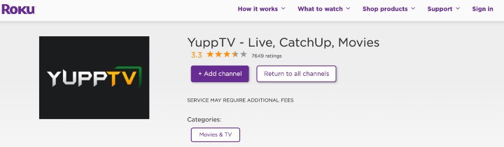 add yupptv channel on roku