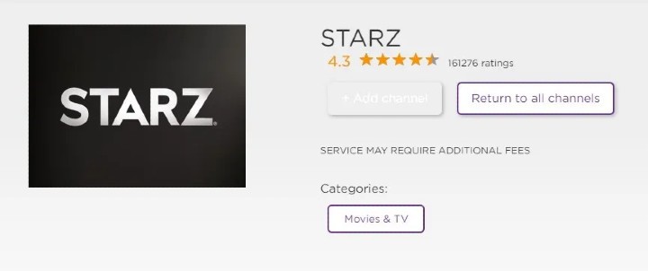 add starz on roku tv