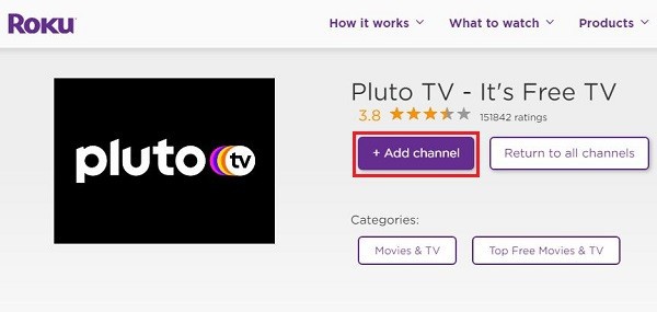 add Pluto TV channel to roku