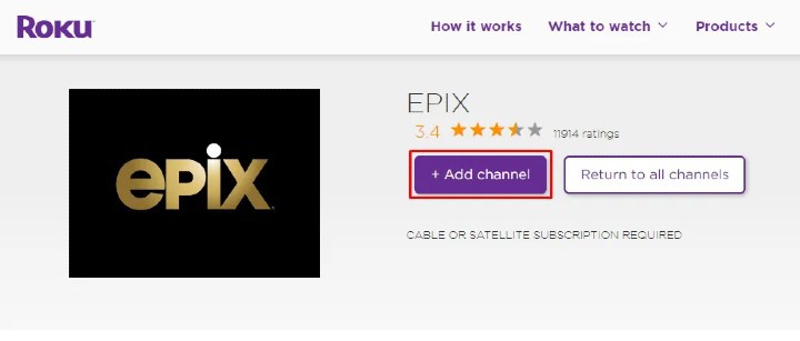add epix channel on roku