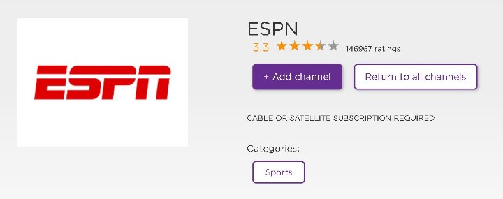 add espn channel on roku