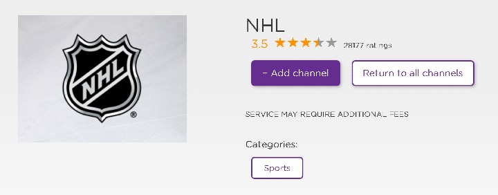 add nhl network channel on roku