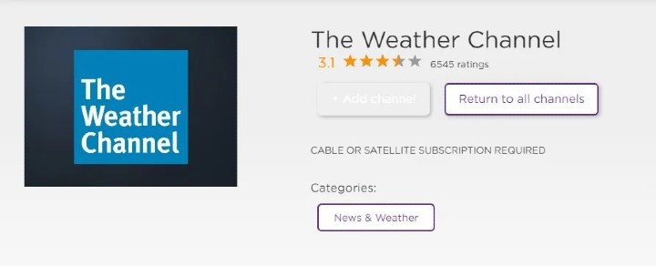 add weather channel on roku