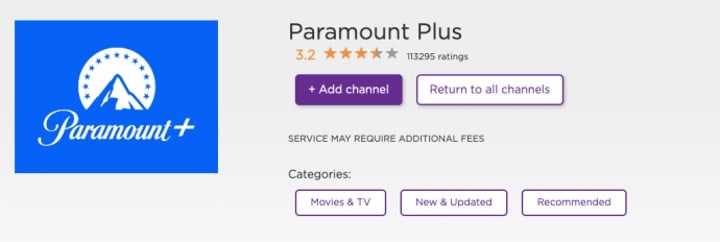 add paramount plus channel on roku