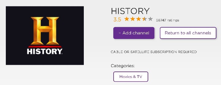 add history channel to roku