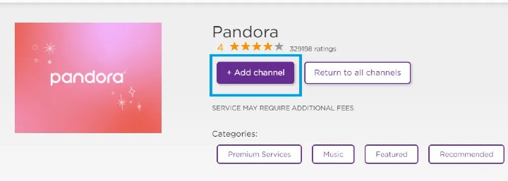 add pandora on roku