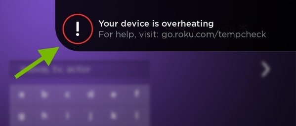 Roku device Overheating On-Screen Message
