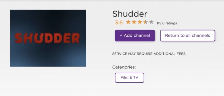 add shudder on roku