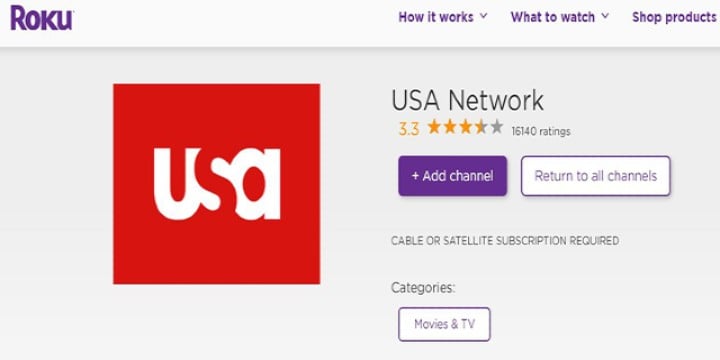 add usa network on roku