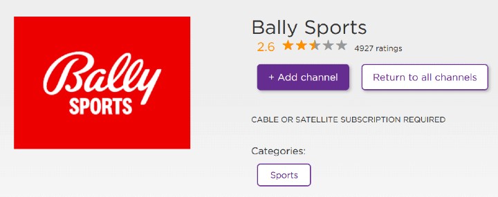 add bally sports app roku